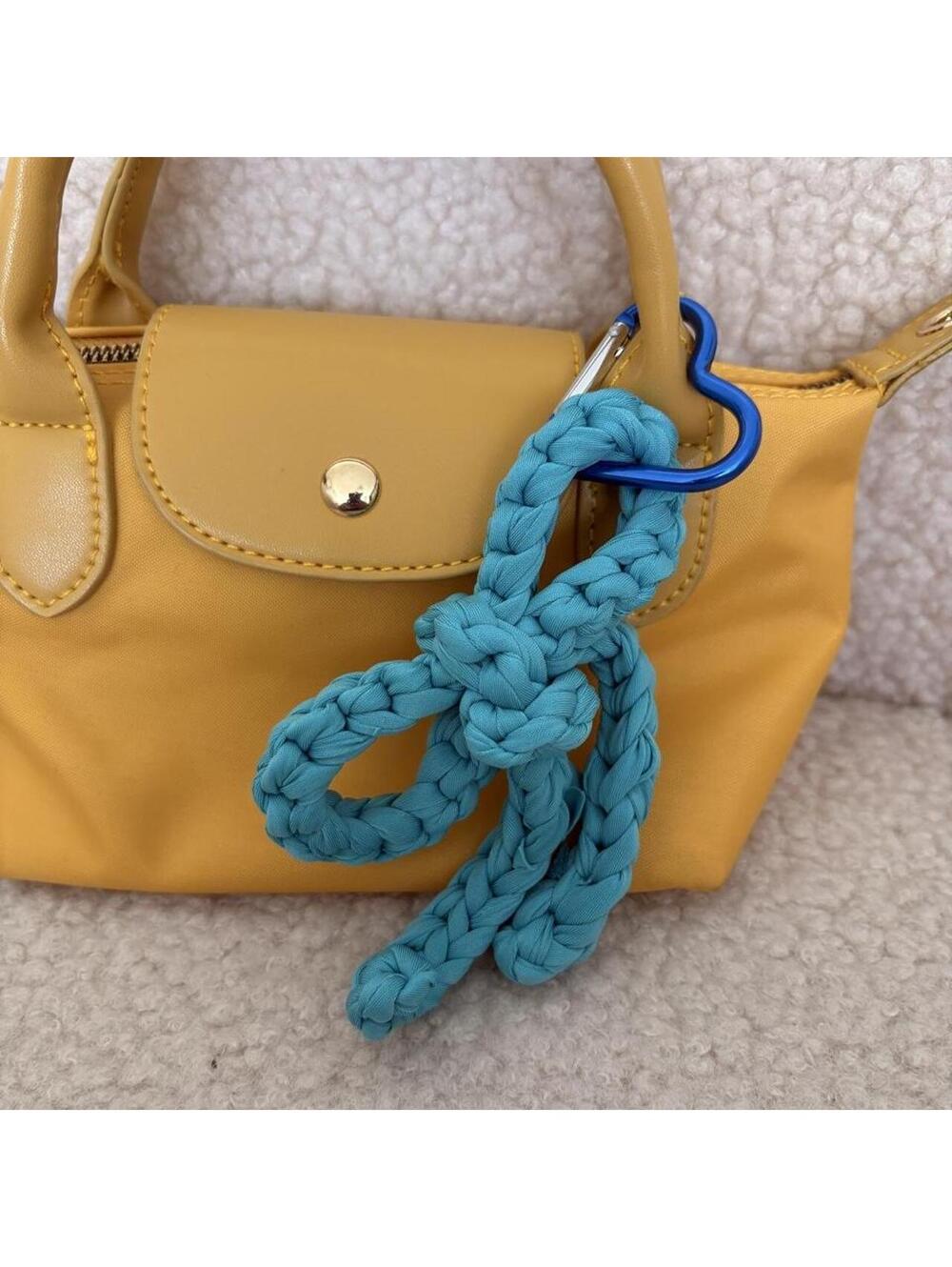BLUE CROCHET BOW BAG CHARM